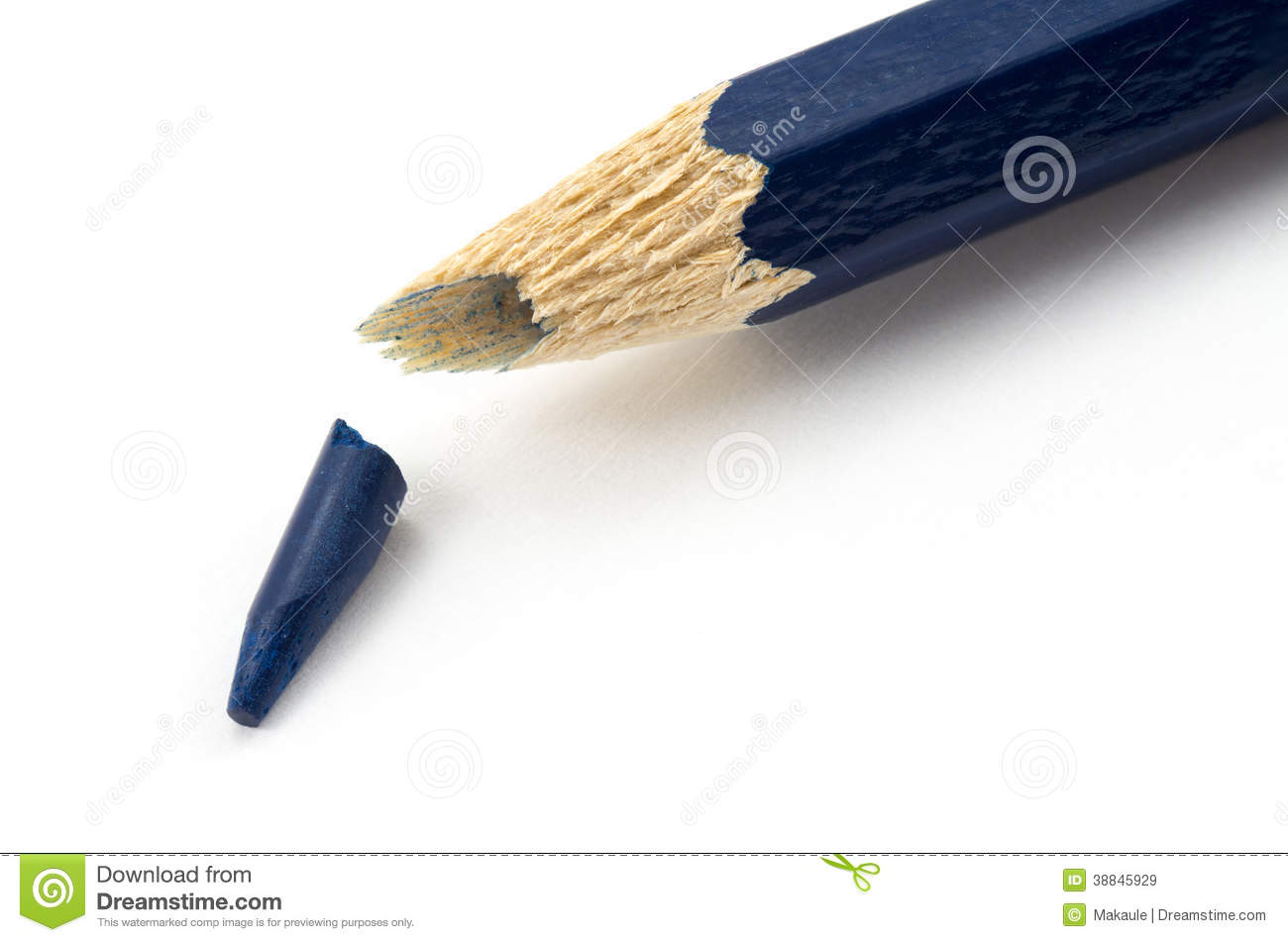Broken Pencil Tip Blue Pencil With Broken Tip