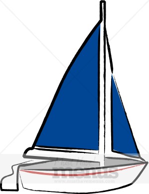 Clip Art A Small White Sailboat Holds A Pair Of Nautical Blue Sails