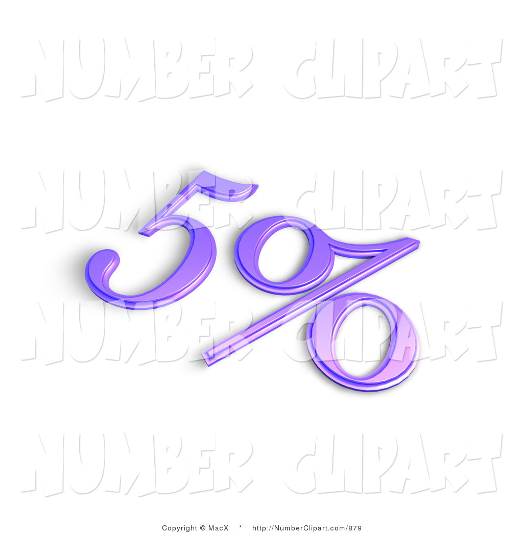 Clip Art Of A Purple 3d 5 Percent Off Or Interest Sign On White By