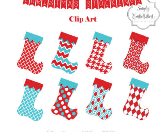 Clipart Christmas Stockings   Clip Art Quatrefoil Chevron Harlequin