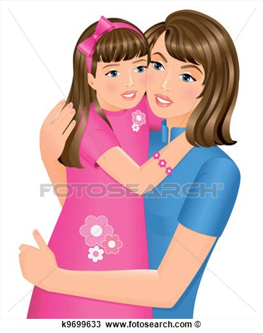 Happy Daughter Hugging Her Mother On Mother U2019s Day  Isolated On