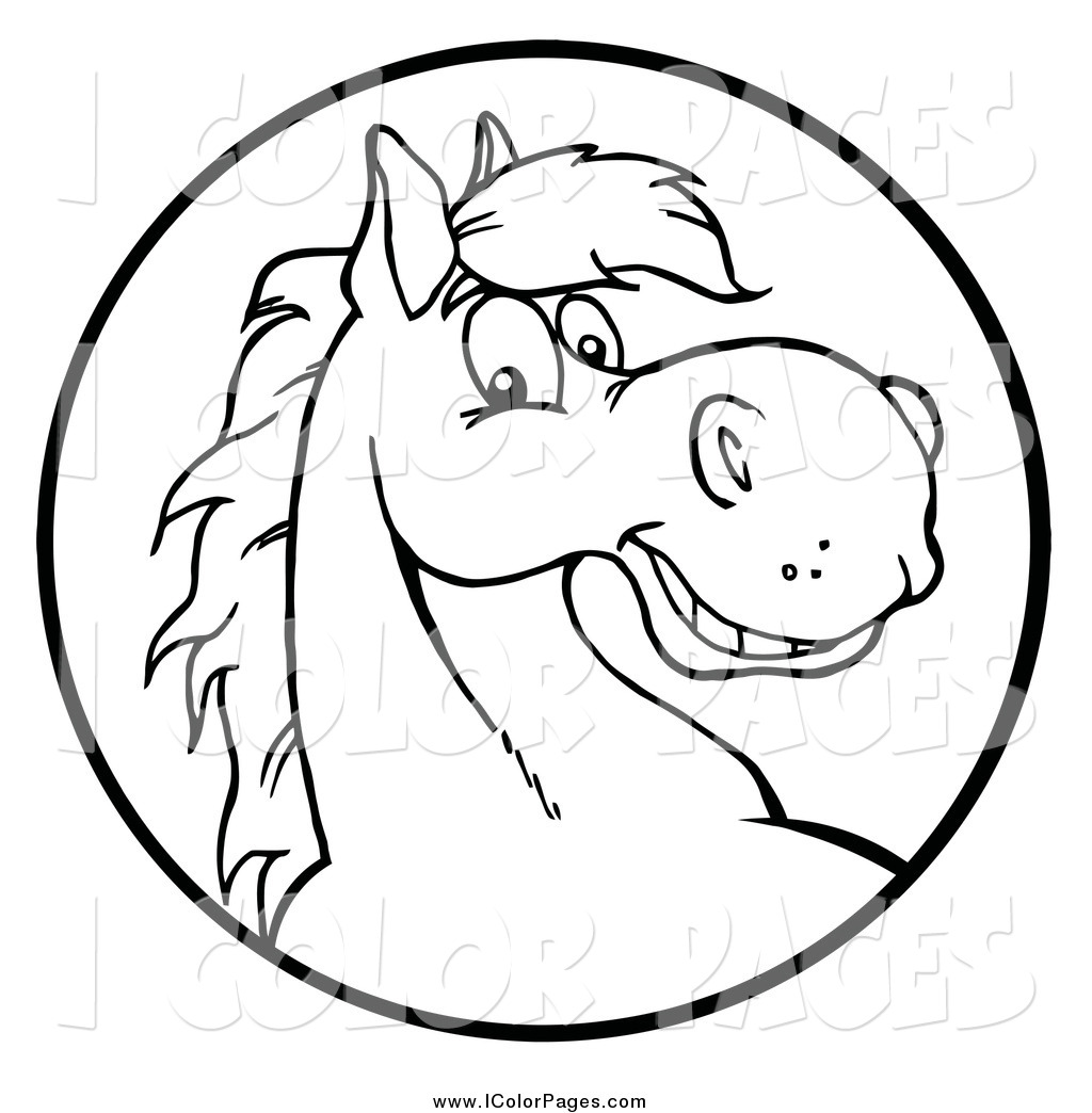 Larger Preview  Vector Coloring Page Of A Black And White Happy Horse