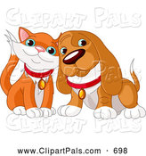 Pal Clipart Of A Pair Of Animals A Cute Orange And White Cat And    