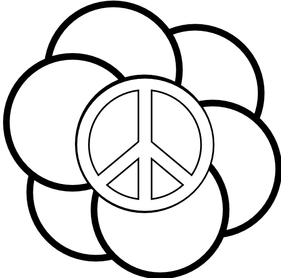 Peace Sign Clipart Black And White Black White Fl Peace Sign