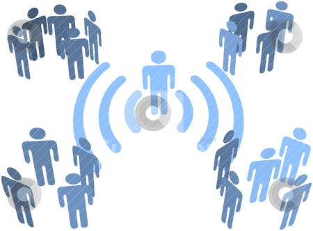 Person Wifi Wireless Connection To People Groups Stock Vector Clipart    