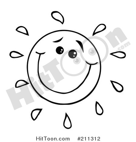Smiling Sun Clipart Black And White Cartoon Clipart Happy Black And