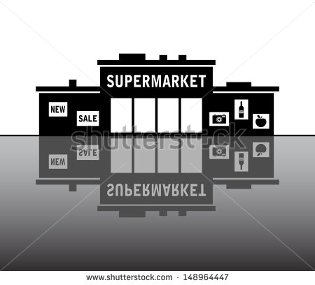    Store Building Clipart Black And White Supermarket Icon   Stock