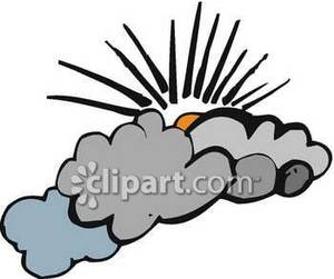 The Sun Behind Rain Clouds   Royalty Free Clipart Picture