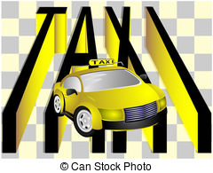 The Taxi   Modern Car Taxi And Text On Light Background