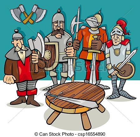 Vector   Knights Of The Round Table Cartoon   Stock Illustration