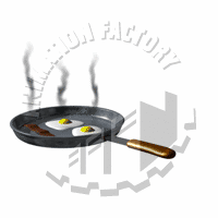 Bacon And Eggs Frying In Skillet Animated Clipart