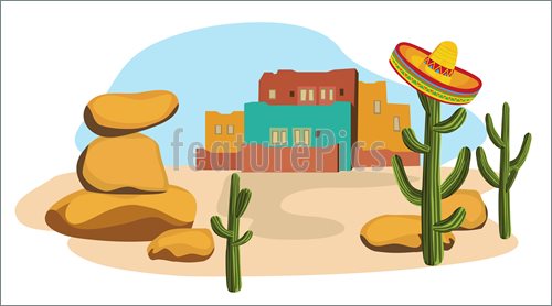     Cactus Border Fiesta Graphics Free Clip Art Coloring Pictures