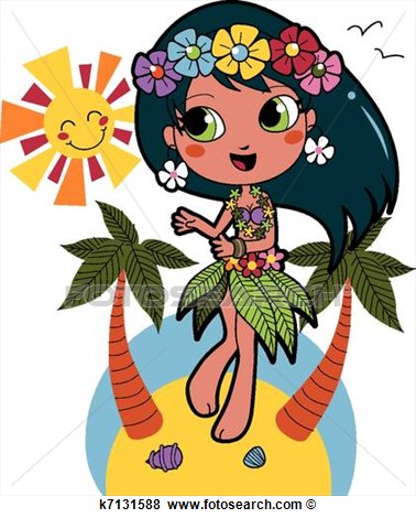 Clip Art   Hawaiian Aloha Girl  Fotosearch   Search Clipart    