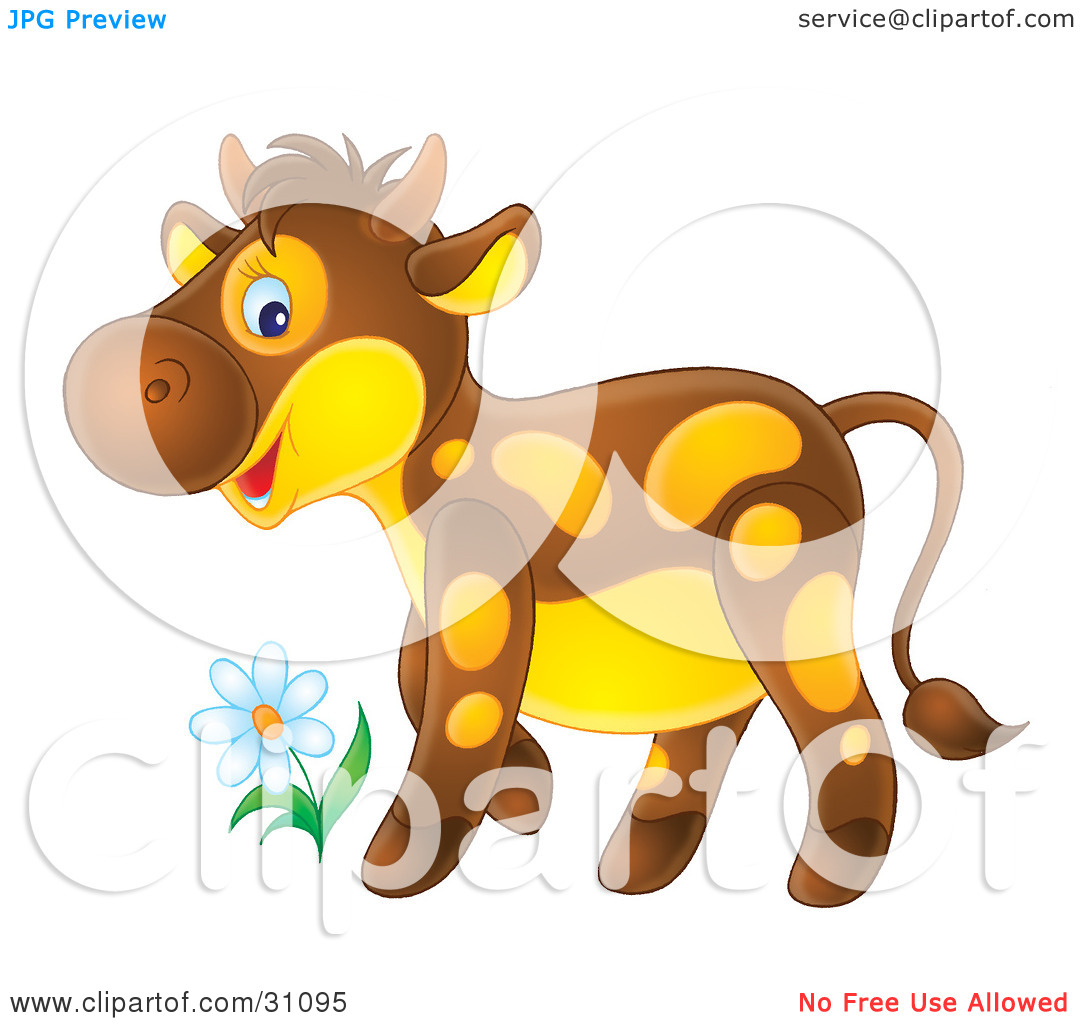 Clipart Illustration Of An Adorable Brown Calf With Yellow Spots And A