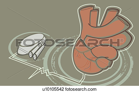 Close Up Of The Human Heart With A Medical Tray And Two Syringe View