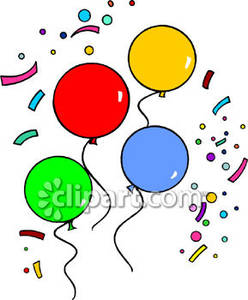 Colorful Balloons And Confetti   Royalty Free Clipart Picture