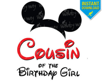 Disney Cousin Of The Birthday Girl Mickey Ears Printable Iron On