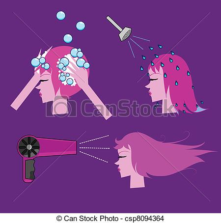 Eps Vector Of Hair Care   A Woman Taking Care Of Her Hair Csp8094364