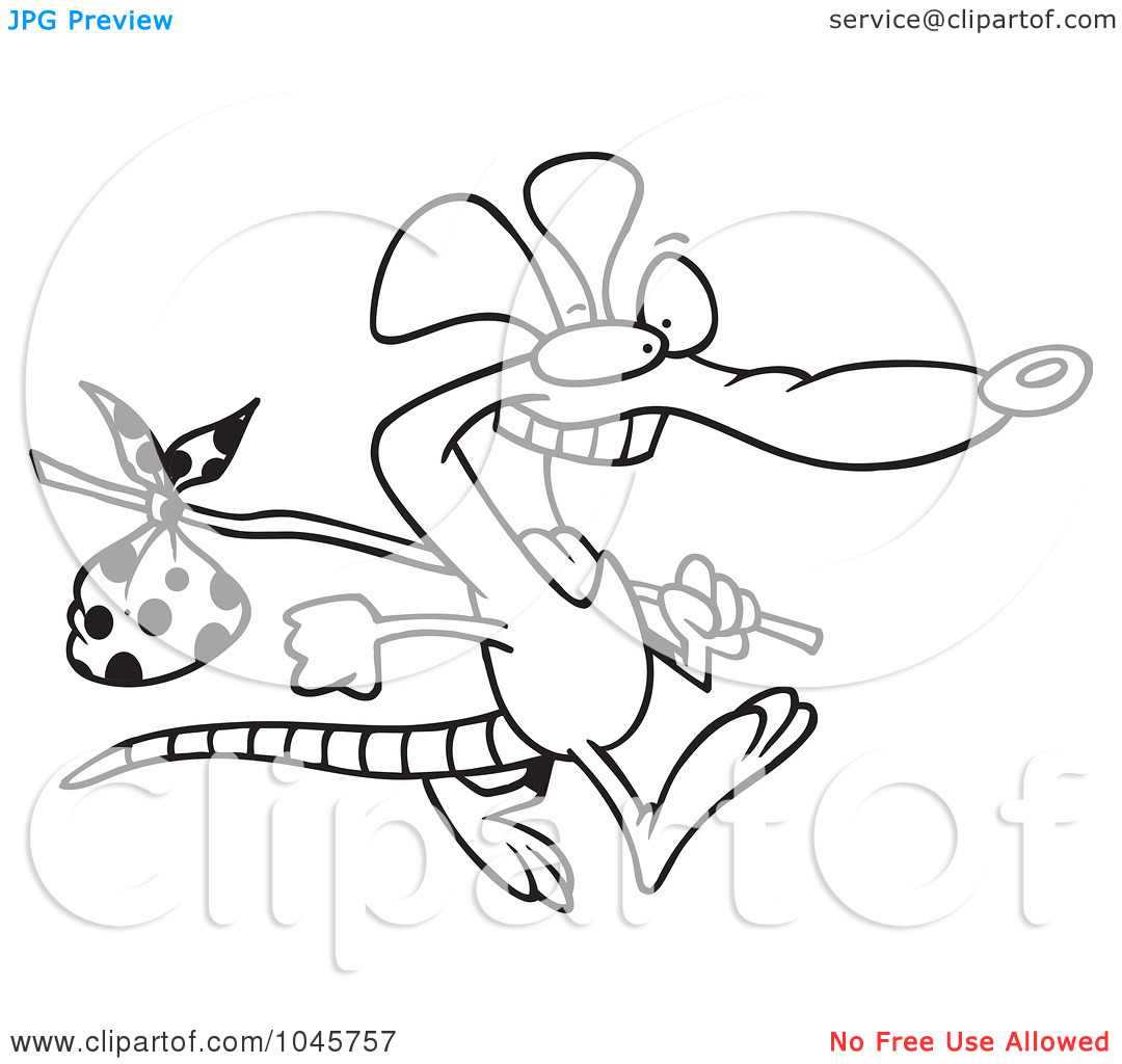 Illustration Of A Cartoon Black And White Outline Design Of A Pack Rat