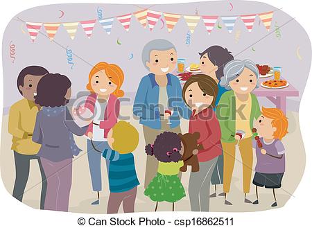 Of A Family Mingling With The Visitors Of A Family Gathering