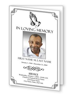 Praying Hands Funeral Program Template This Is A Traditional Design    
