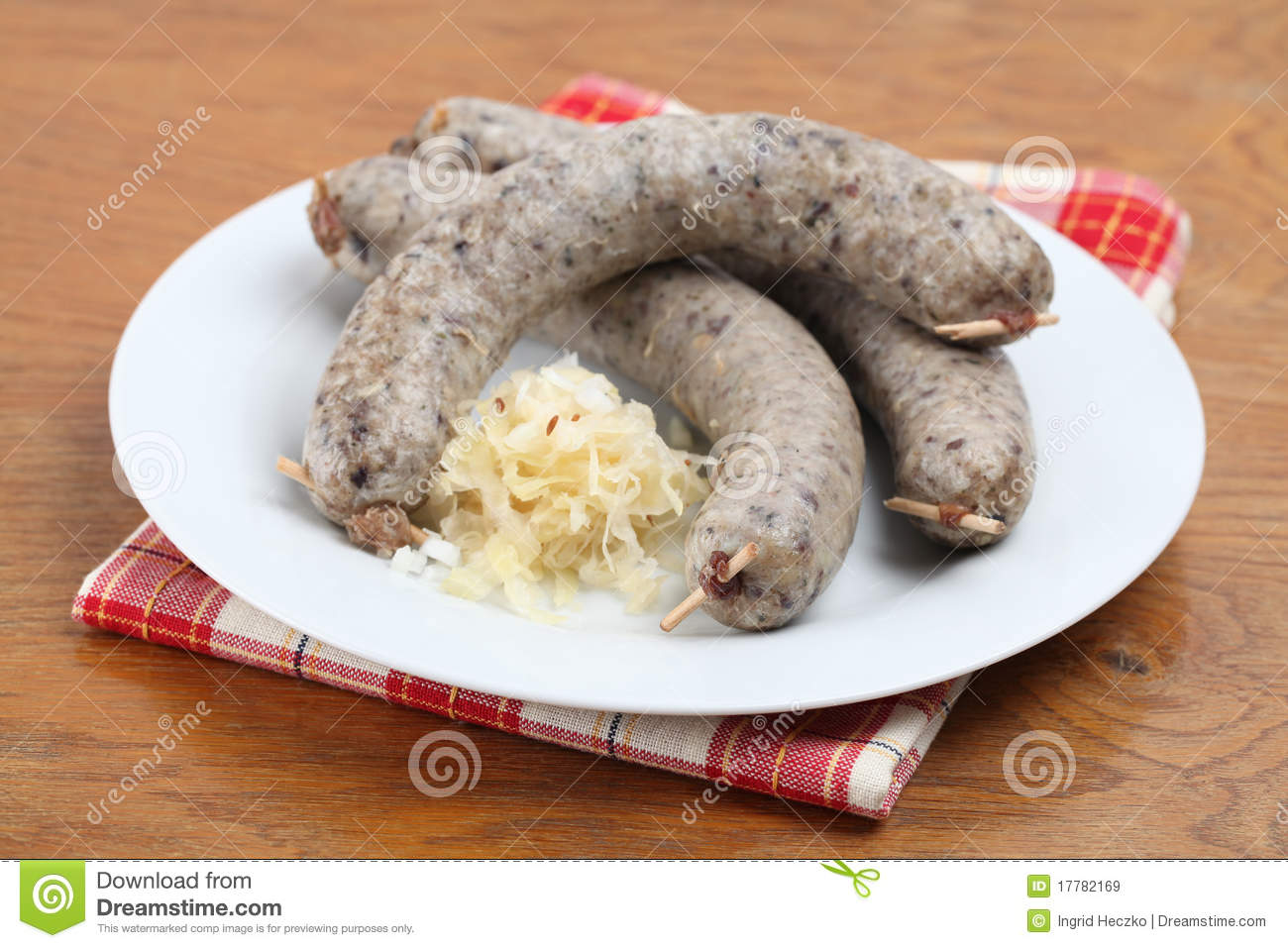 Raw Traditional Czech White Pudding Made Of Pork Groats And Various    