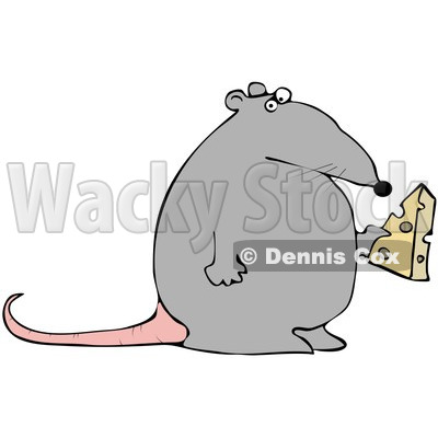 Royalty Free  Rf  Clipart Illustration Of A Fat Gray Rat Holding A