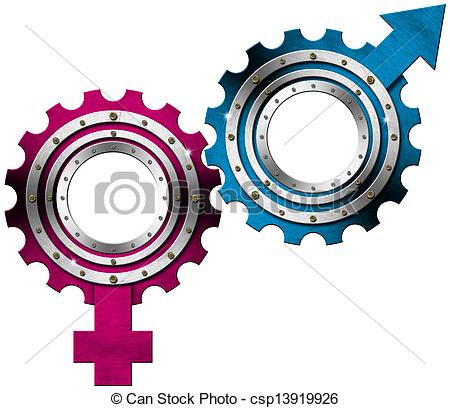 Stock Illustration   Male And Female Symbols   Metal Gears   Stock