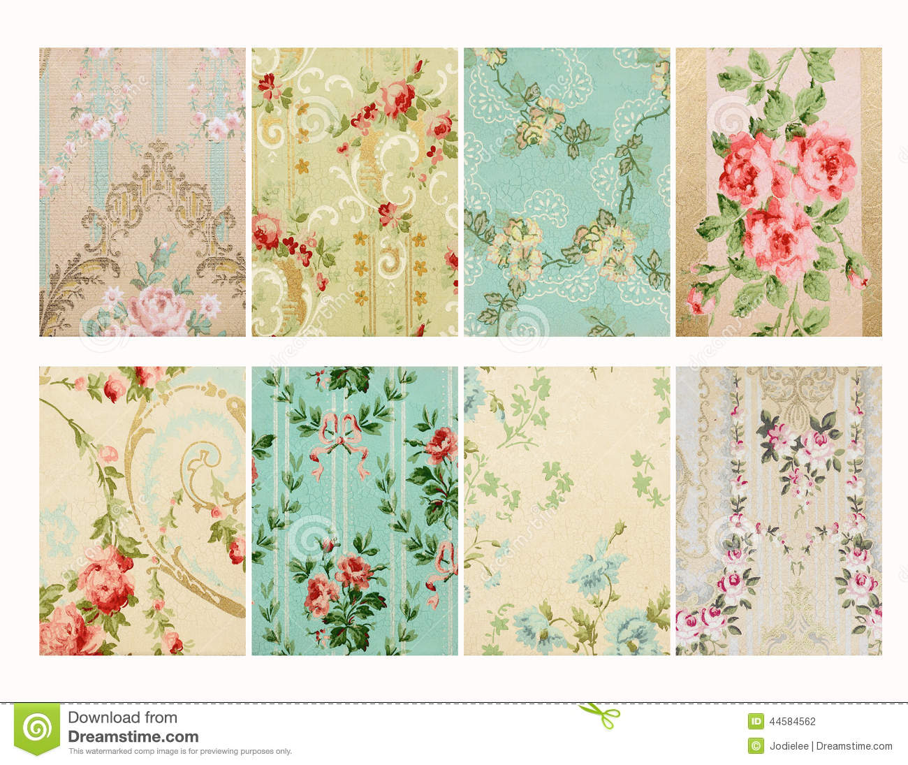 Stock Photo  Set Of Vintage French Floral Shabby Floral Chic Walloper