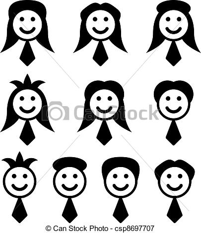Vector   Vector Male Female Face Symbols   Stock Illustration Royalty