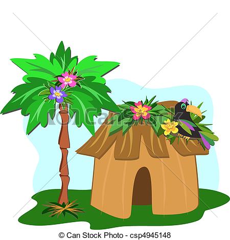 Vetor De Tropicais Cabana Palma  Rvore Tucano   Aqui C Te