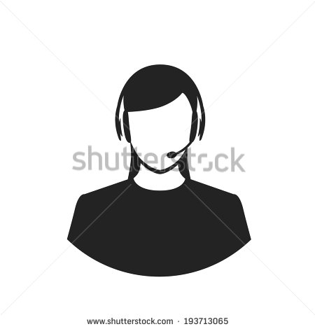 Call Center Female Operator With Headset Black Flat Style Web Icon