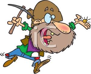 Cartoon Of A Miner Stricking It Rich   Royalty Free Clipart Picture