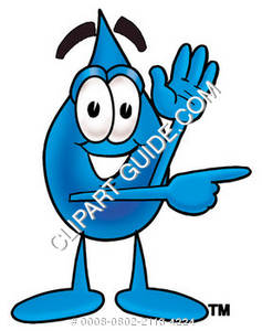 Cartoon Water Drop Character Pointing Sideways Clipart Picture