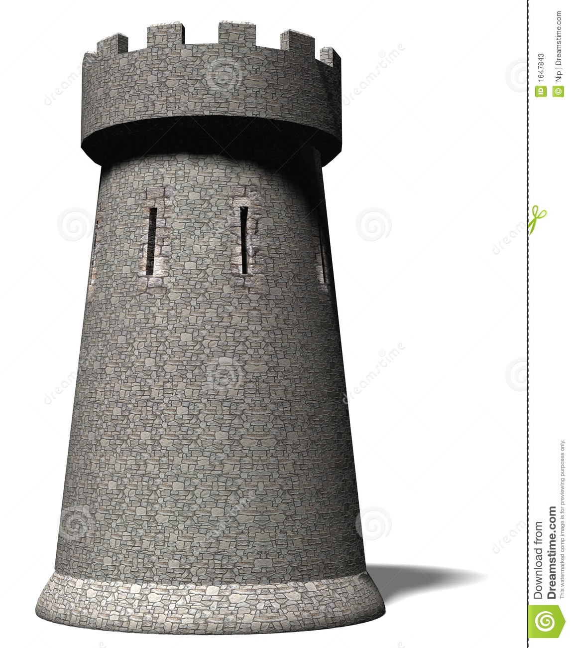 Castle Tower Rendered In 3d On A White Backround