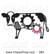 Clip Art Vector Of A Mechanical Dairy Cow With Gear Cog Markings And