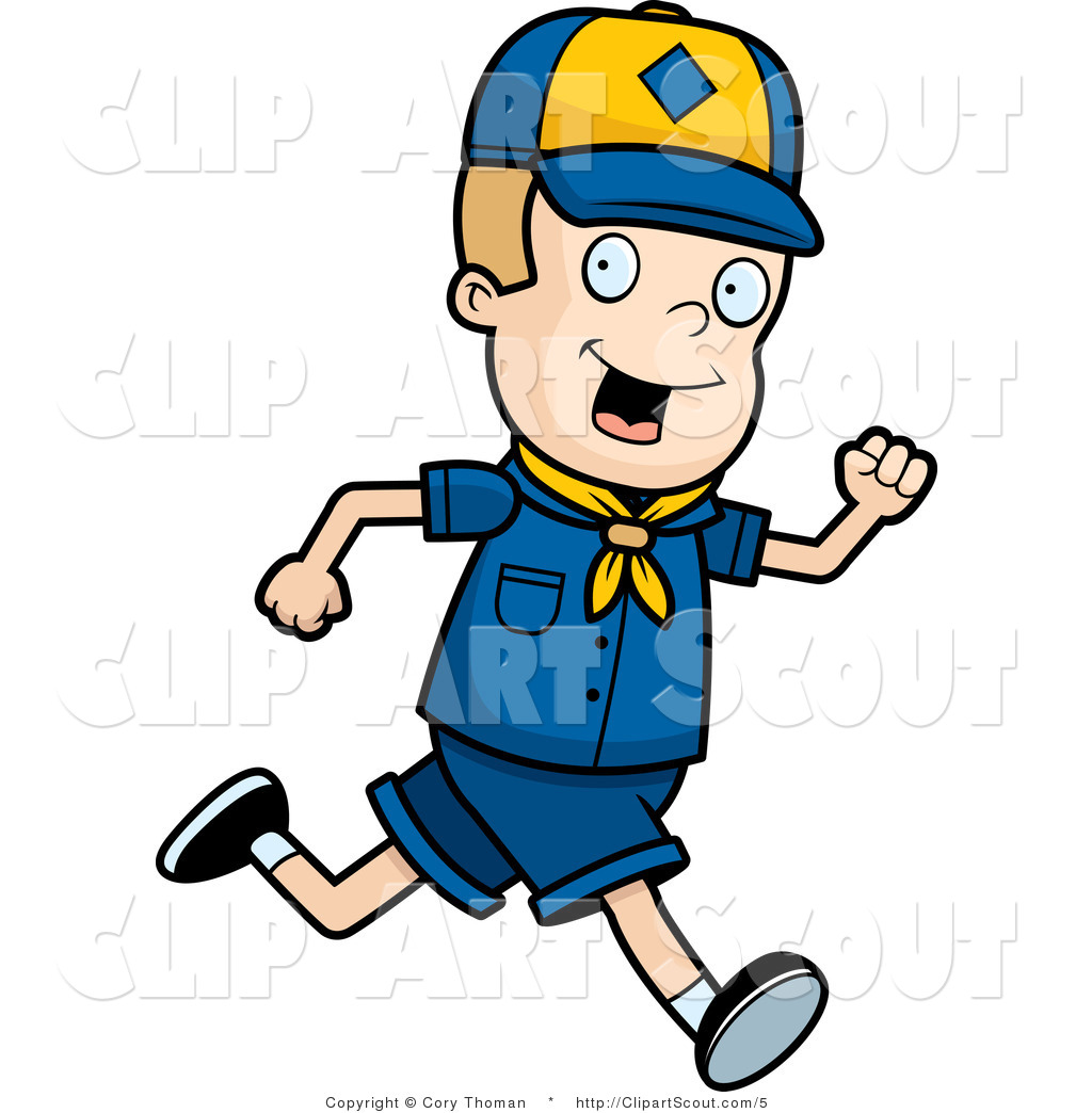 Clipart Of A Blond Cub Scout Boy Running By Cory Thoman    5