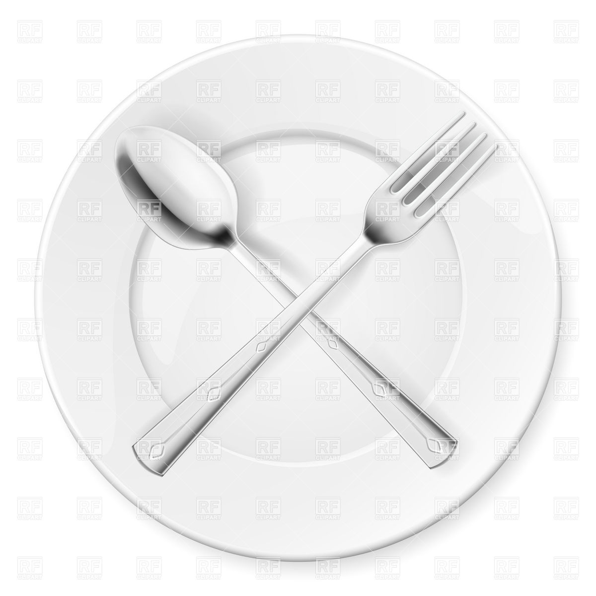 Crossed Fork And Knife On Plate Download Royalty Free Vector Clipart