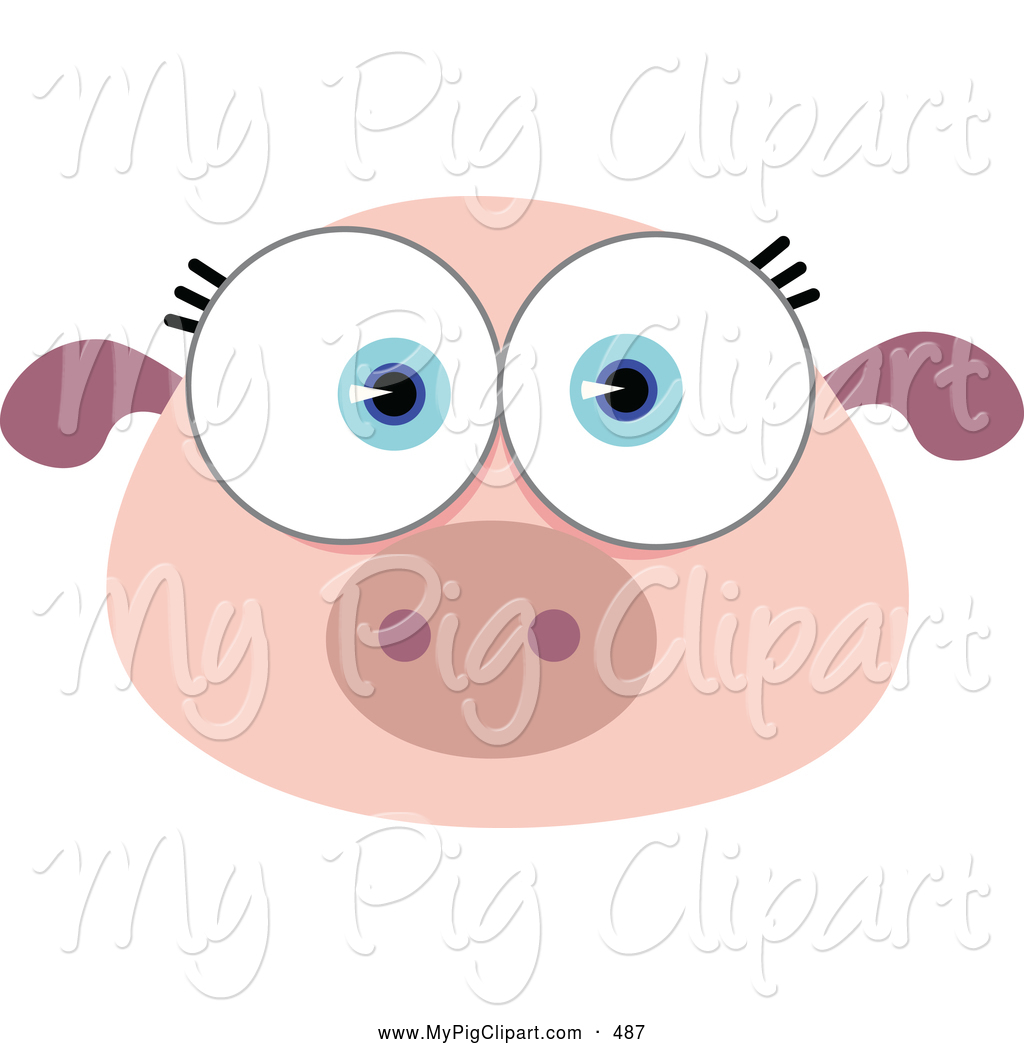 Larger Preview  Swine Clipart Of A Cute Big Eyed Pig Face By Qiun