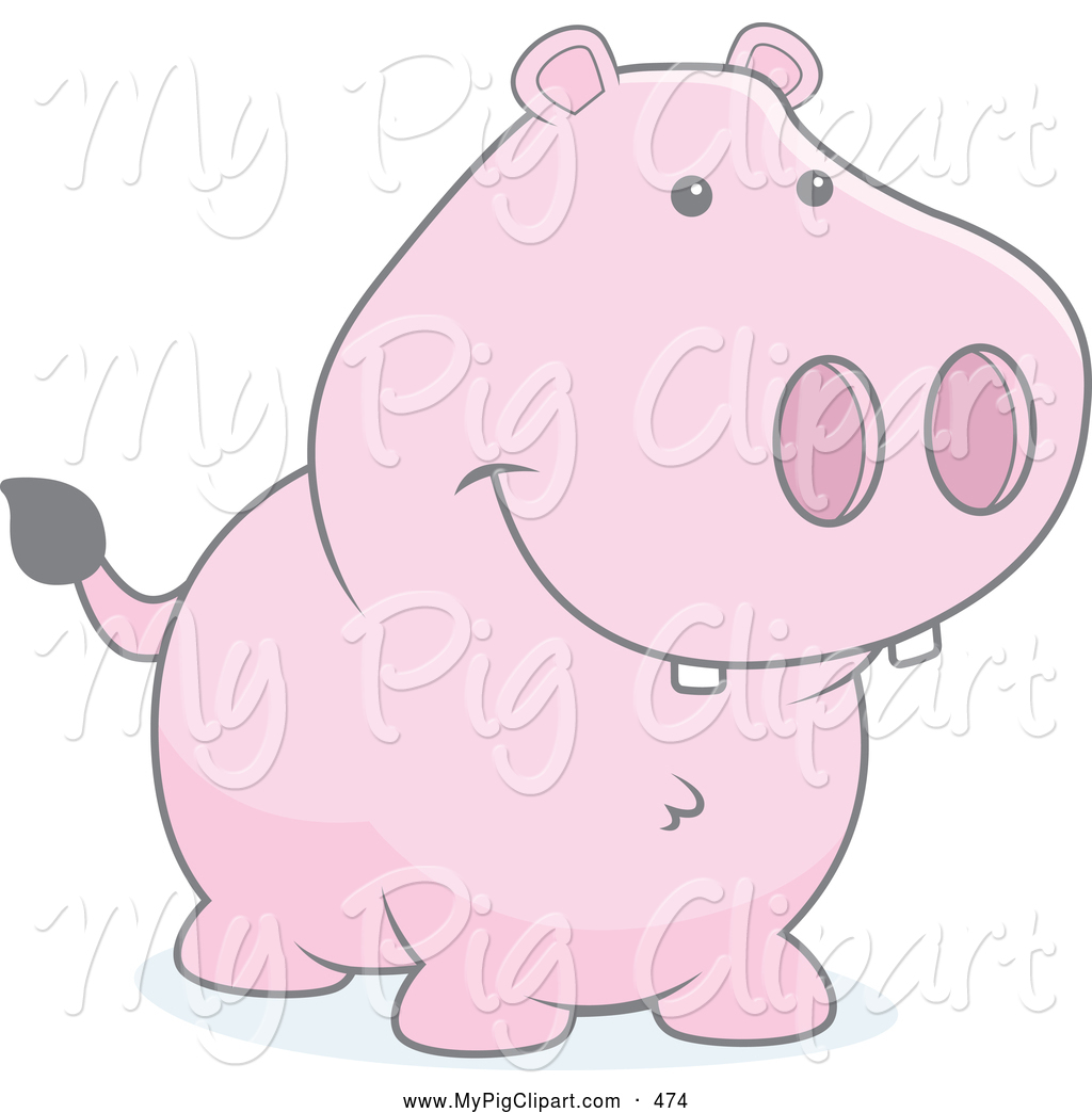 Larger Preview  Swine Clipart Of A Cute Faded Pig Smiling By Cory