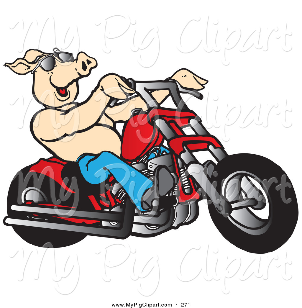 Larger Preview  Swine Clipart Of A Happy Shirtless Pink Pig In Shades
