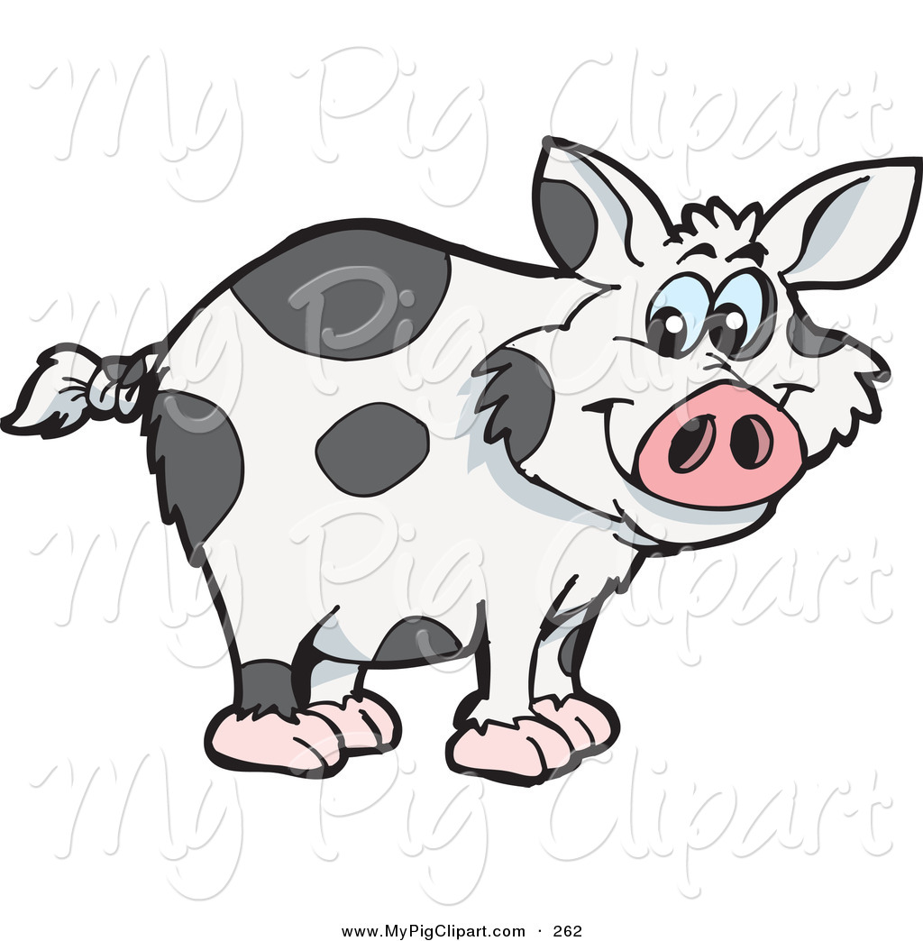 Larger Preview  Swine Clipart Of A Spotted Cloned Pig With A Dalmatian