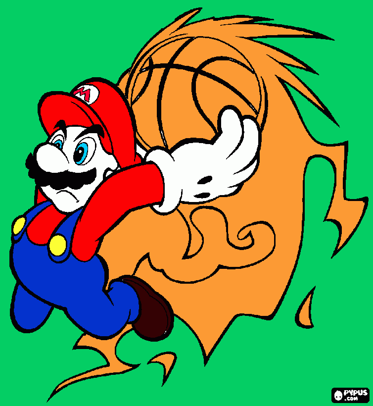 Mario Fireball Coloring Page