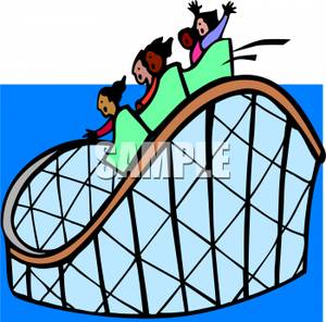 On A Rollercoaster At An Amusement Park   Royalty Free Clipart Picture