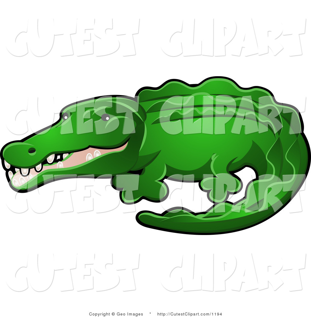 Preview  Vector Clip Art Of A Bright Green Alligator Or Crocodile