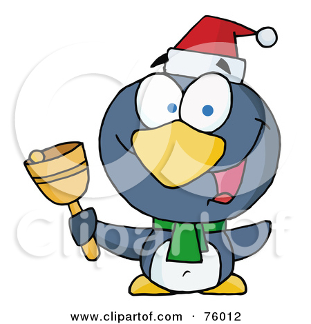 Rf Illustration Of A Thoughtful Christmas Penguin Bell Ringer Clipart