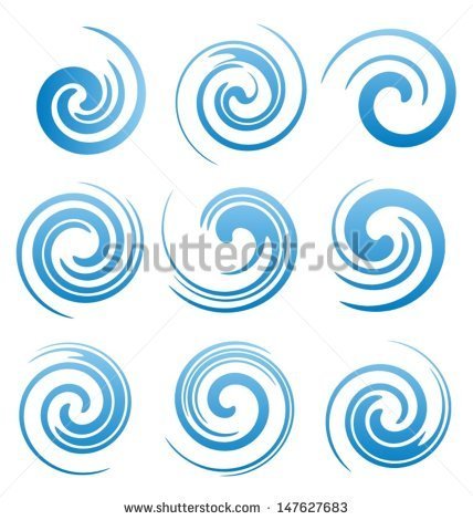 Set Of Water Swirls Design Elements  Abstract Water Splash Shapes    