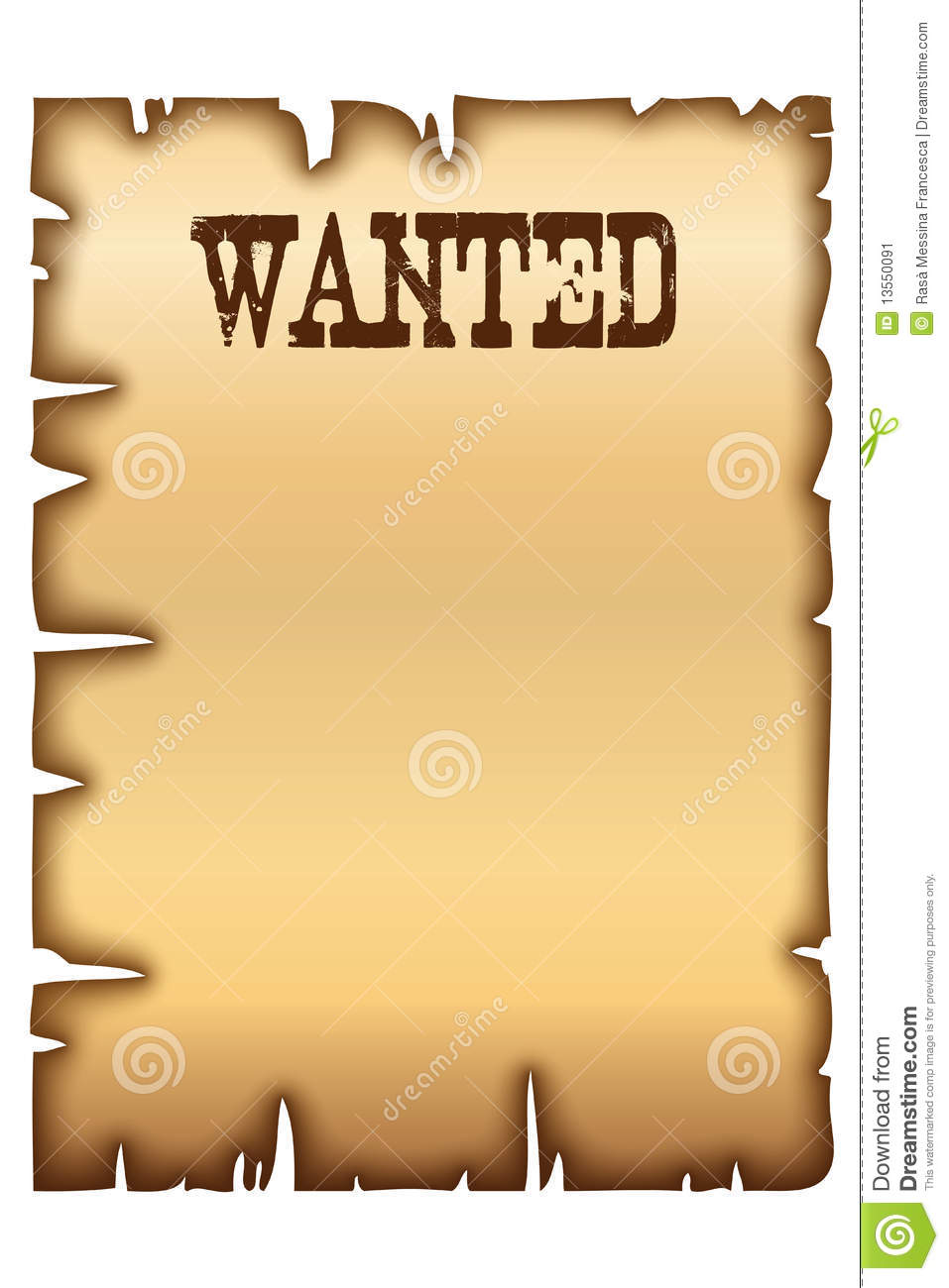 Wanted Poster Stock Image   Image  13550091