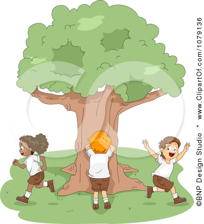 1079136 Clipart Summer Camp Kids Playing Hide And Seek Royalty Free