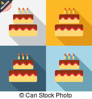 Birthday Cake Sign Icon  Burning Candles Symbol Stock Illustration